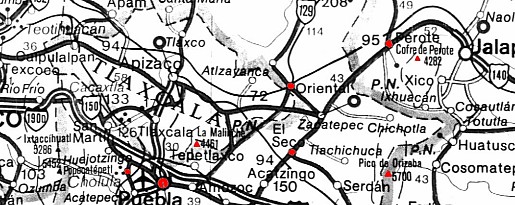 Straßenkarte nach Perote