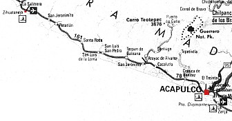Karte von Acapulco nach Ixtapa