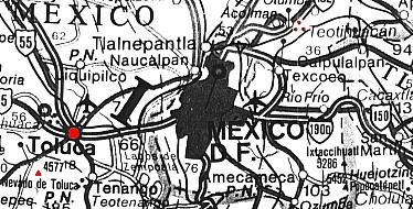 Karte nach Teotihuacan