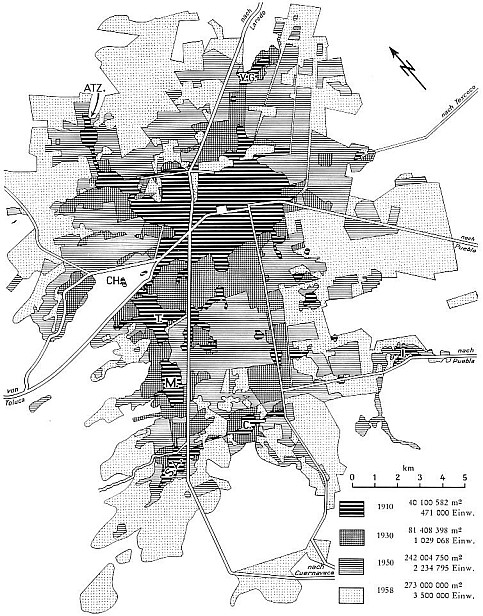 Wachstum der Hauptstadt von 1910 bis 1958